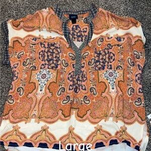 Daytrip Orange and Blue Paisley Blouse